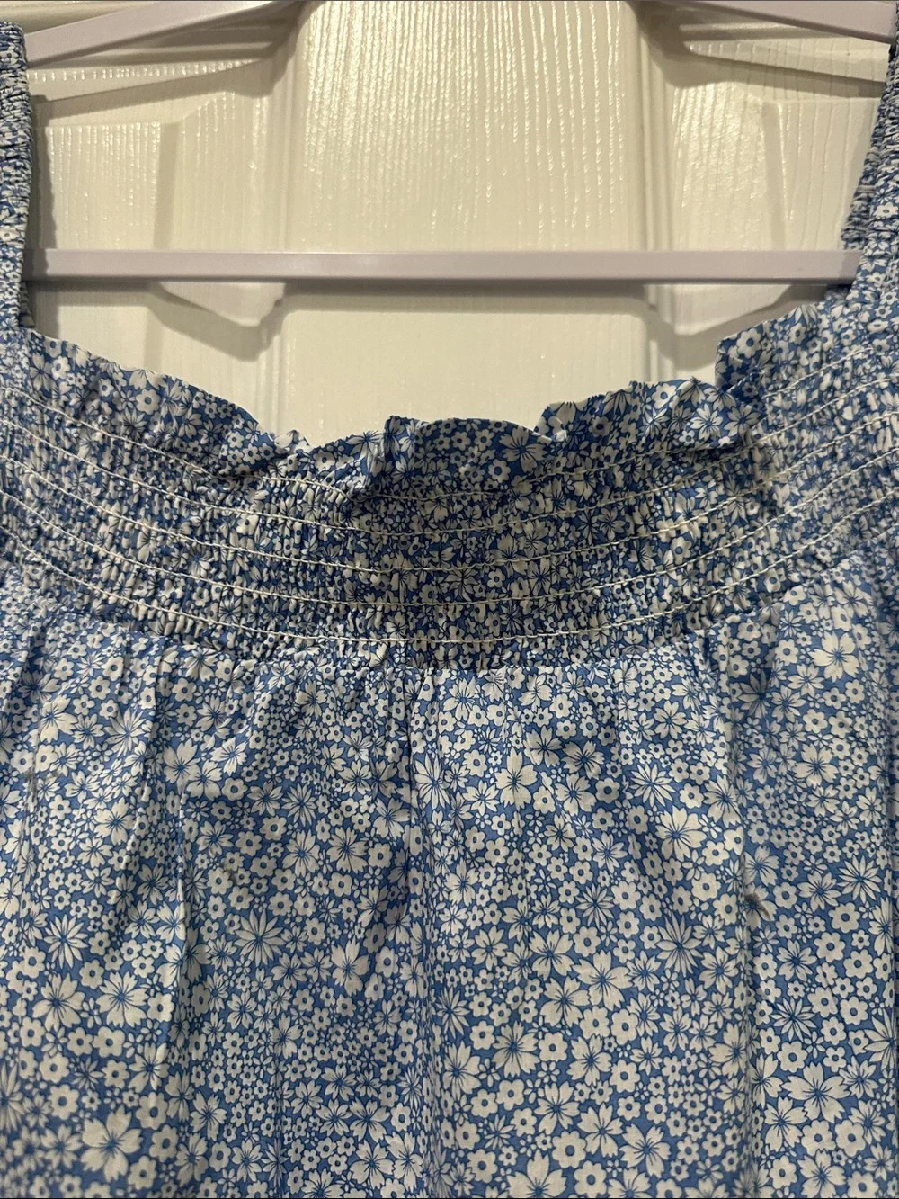 J. Crew Light Blue Floral Puff Sleeve Blouse